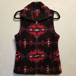 Chaps Sport M Vest Full Zip Fleece Pockets Southwest Aztec Western Gorpcore